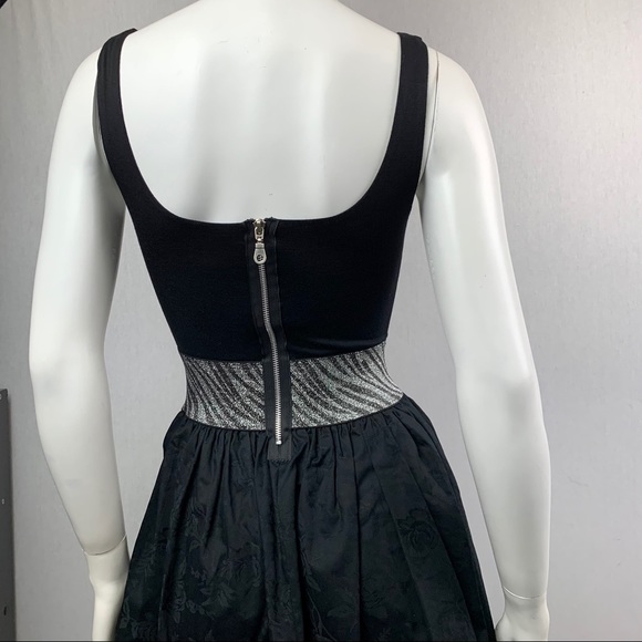 NEW Zebra Jacquard Roses Metallic Belt Mini Dress - Picture 13 of 16